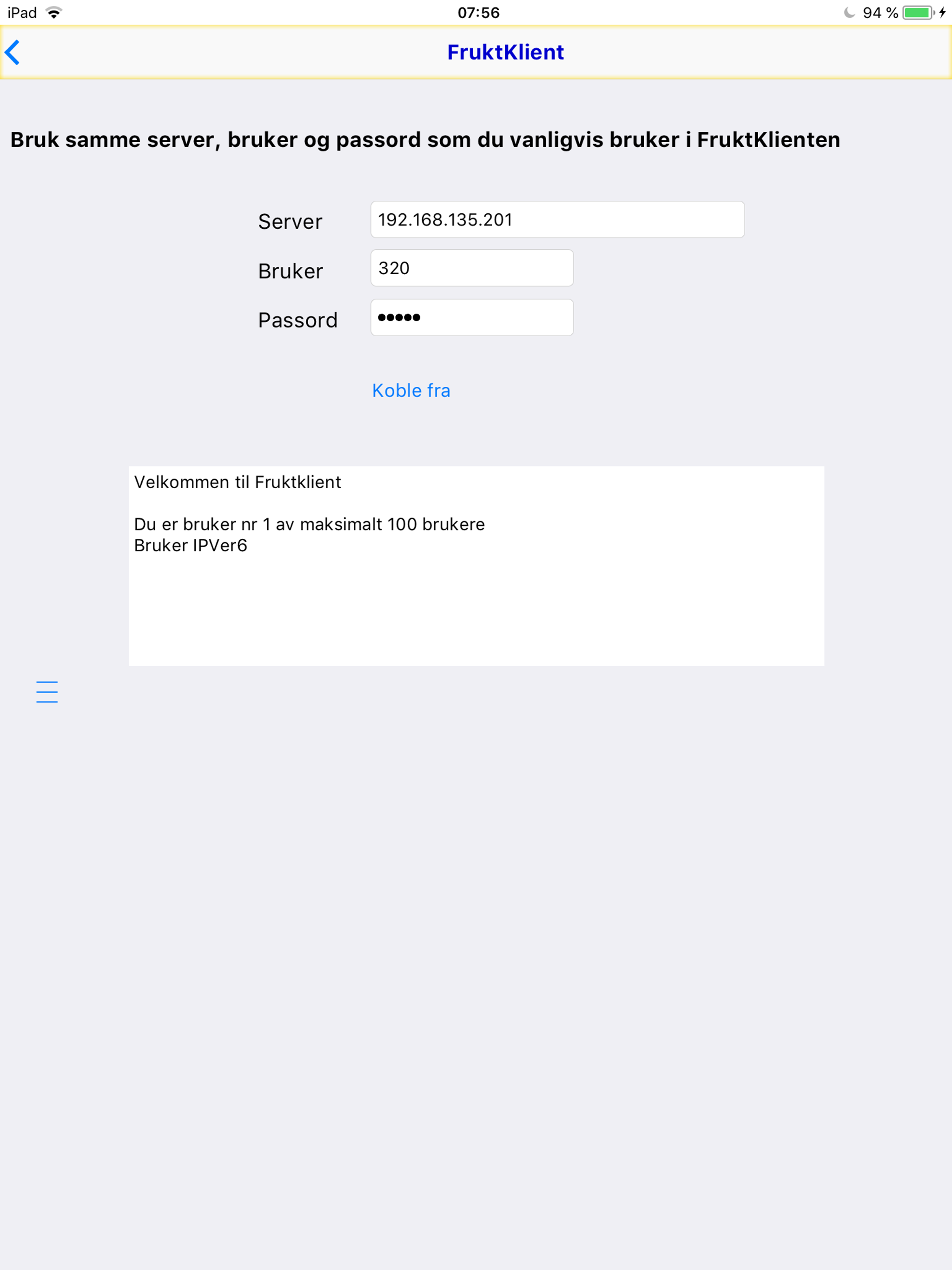 FruktKlient Innmelding screenshot 3