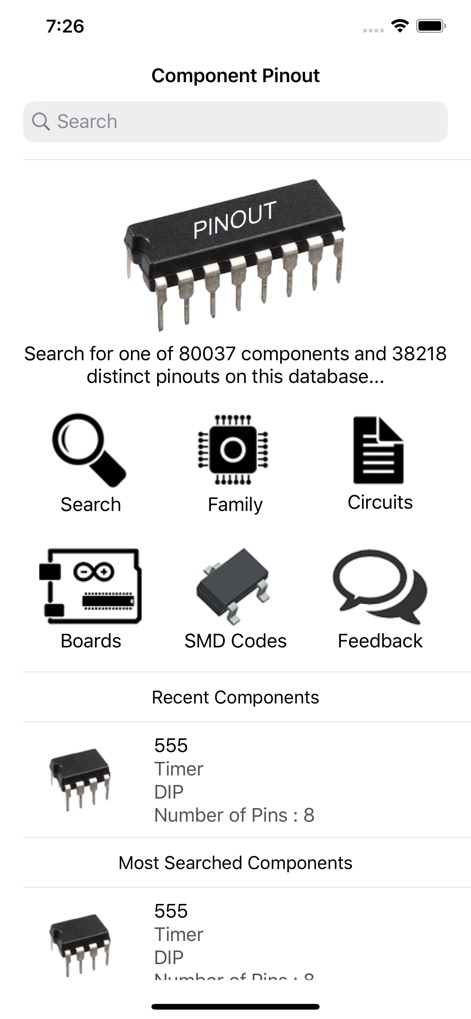 Electronic Component Pinouts - App de Educación | MWM