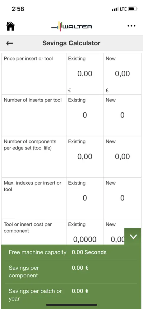 Walter Machining Calculator