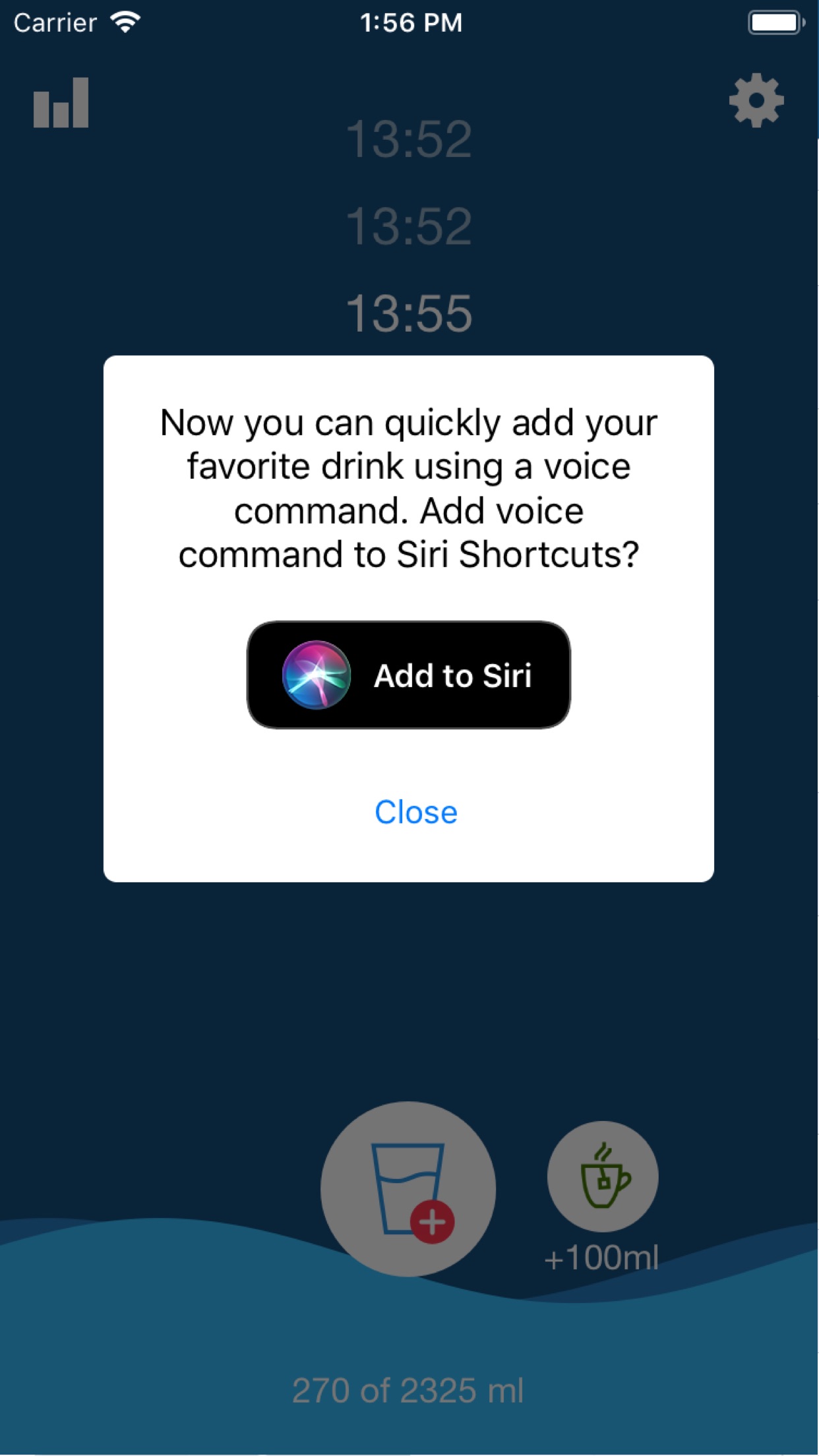 Screenshot do app Drink Water Reminder & Counter