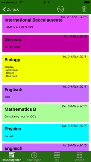 Screenshot von HausAufgaben & Stundenplan App auf dem iPhone 3