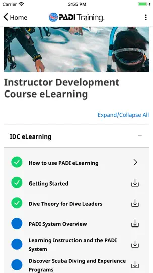 Captura de pantalla de PADI Training en iPhone 6