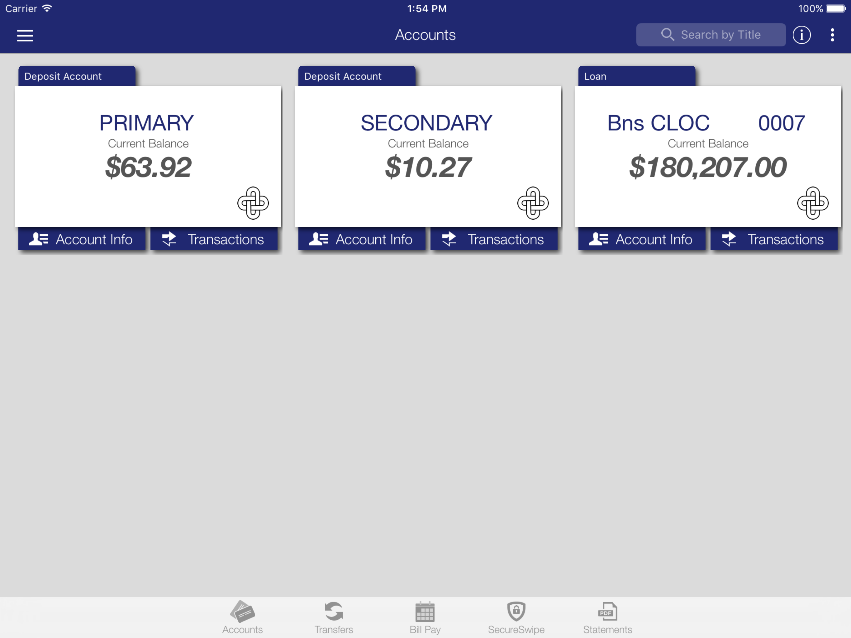 United Bank's App for iPad screenshot 5