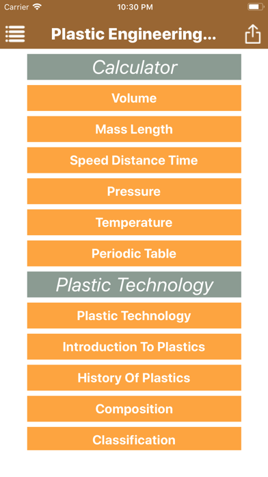 Plastic Engineering Calculator Screenshot