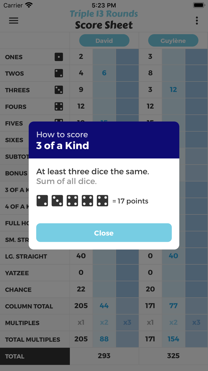 Triple 13 Rounds Score Sheet
