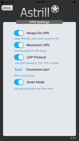 Astrill VPN Client screenshot
