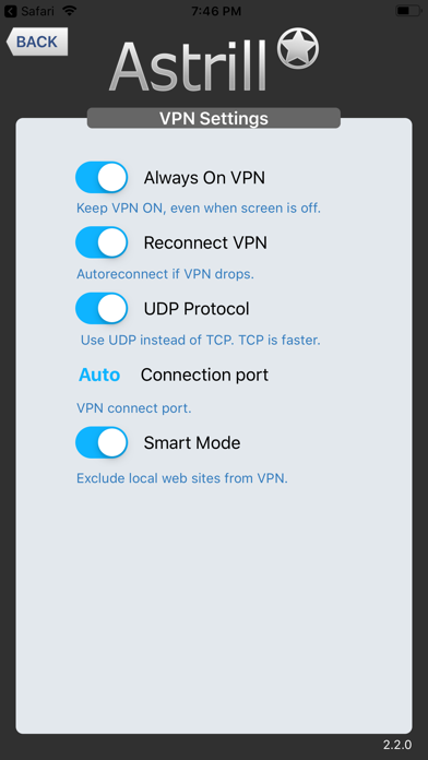 Astrill VPN Client screenshot1