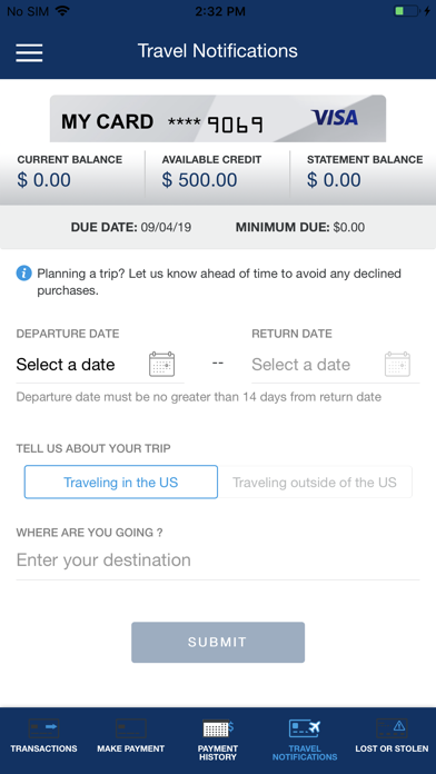 SFCU Visa CC Screenshot