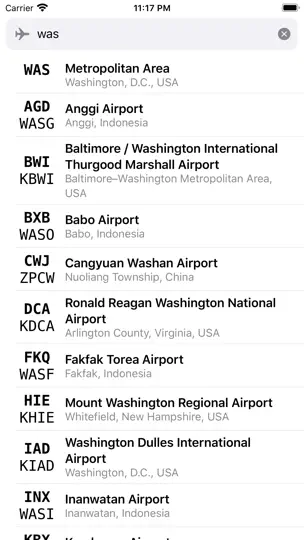 Captura de pantalla de Airport Codes en iPhone 2