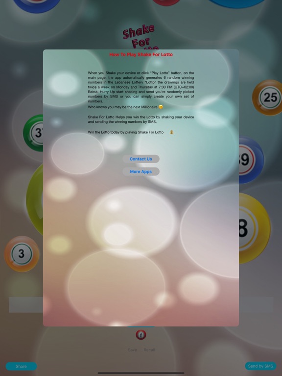 Shake For Lotto iPad screenshot 4 - Entertainment app