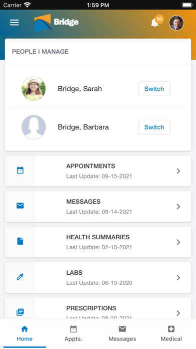 Bridge Patient Portal Screenshot
