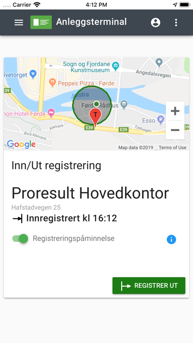 Anleggsterminal Screenshot