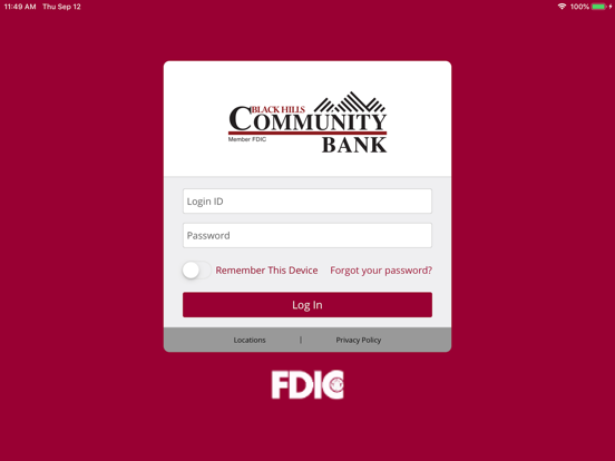 Black Hills Community Bank iPad screenshot 1 - Finance app