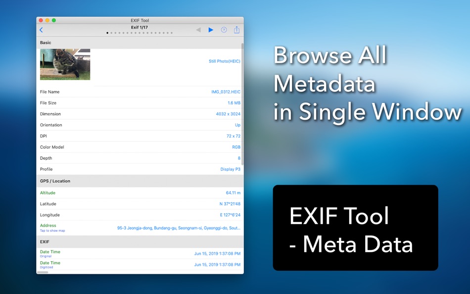 #2. EXIF Tool : Metadata Tool (macOS) Podle: Dongwook Cho