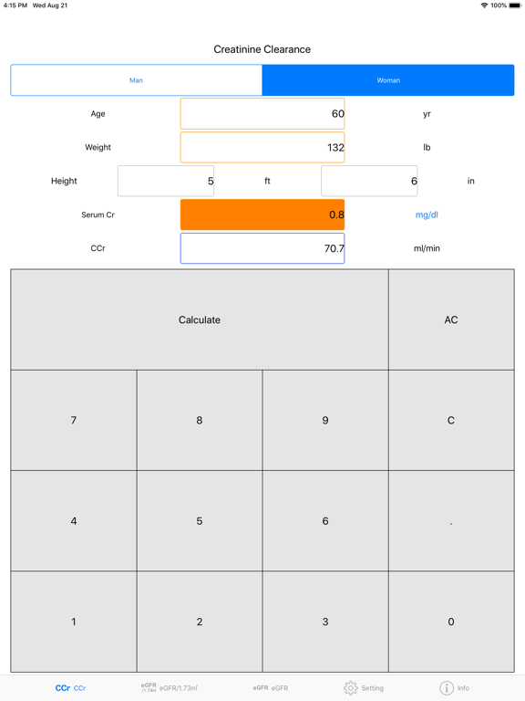Screenshot #5 pour CreatinineClearanceCalculator