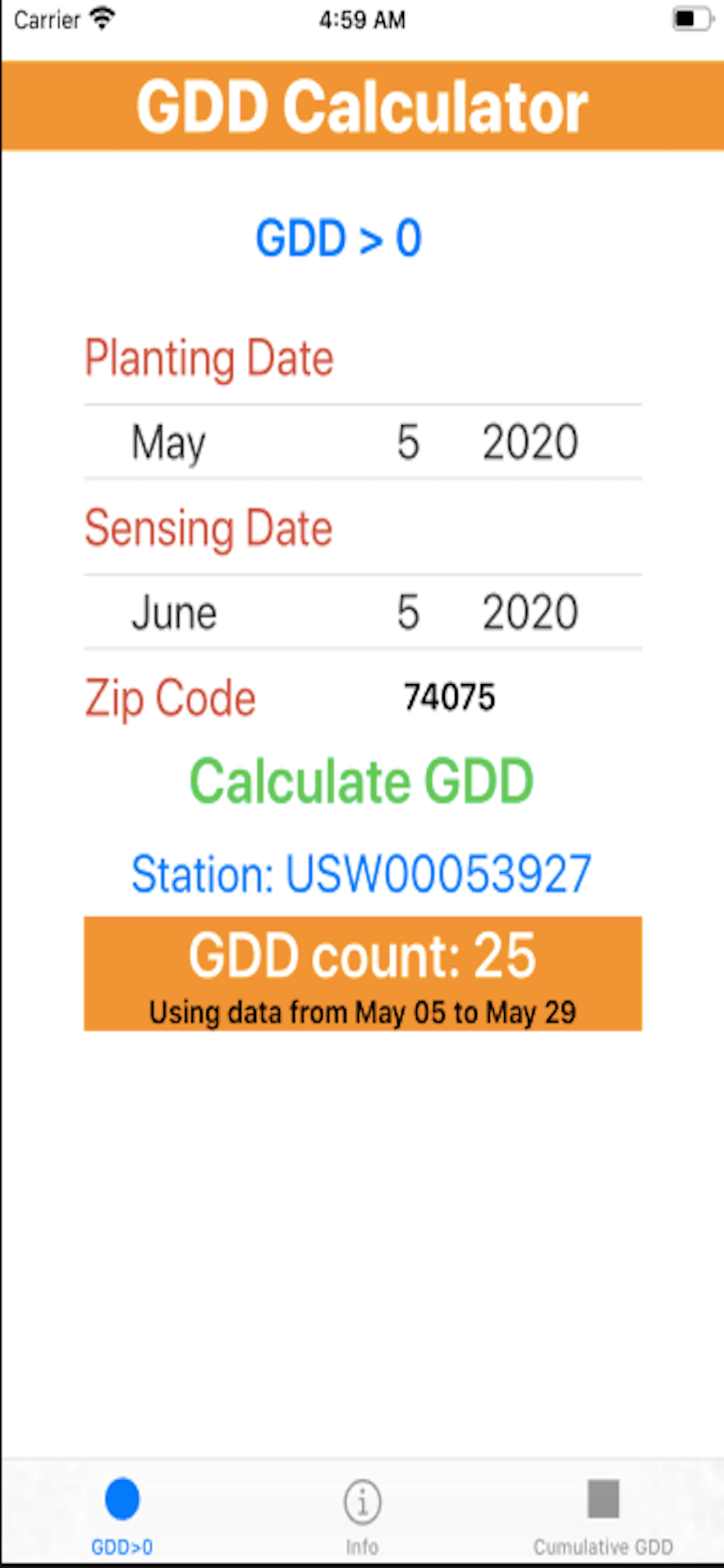 Growing Degree Days Calculator