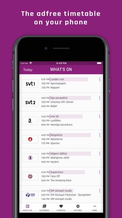 TV Timetable - On tv right now