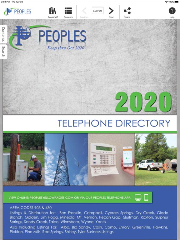 Peoples Telephone YP iPad screenshot