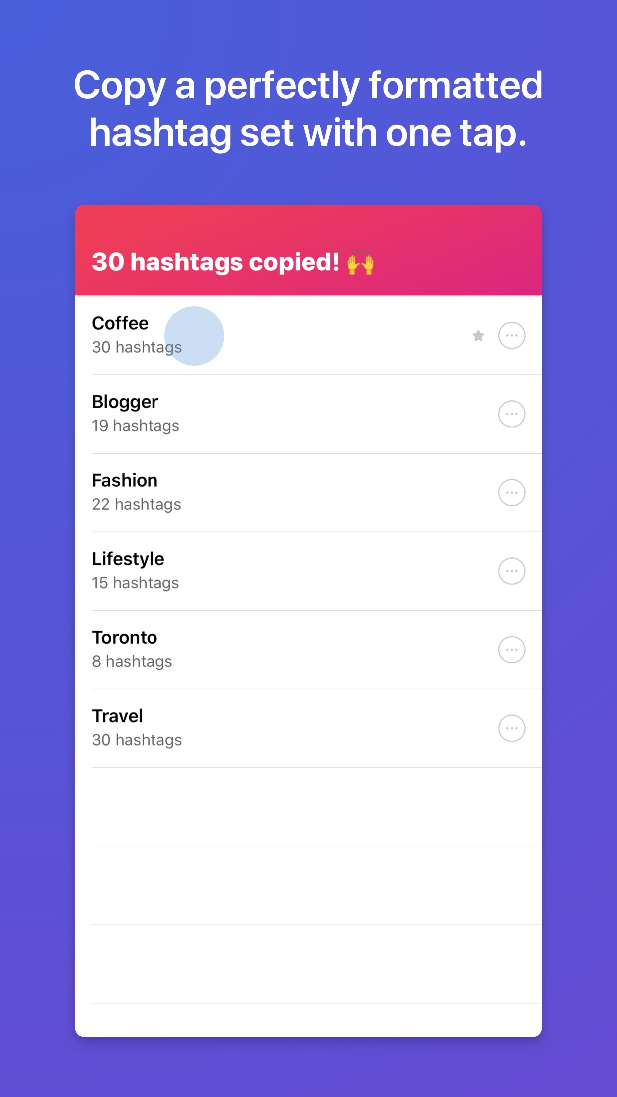 Screenshot do app Jetpack Hashtag Assistant