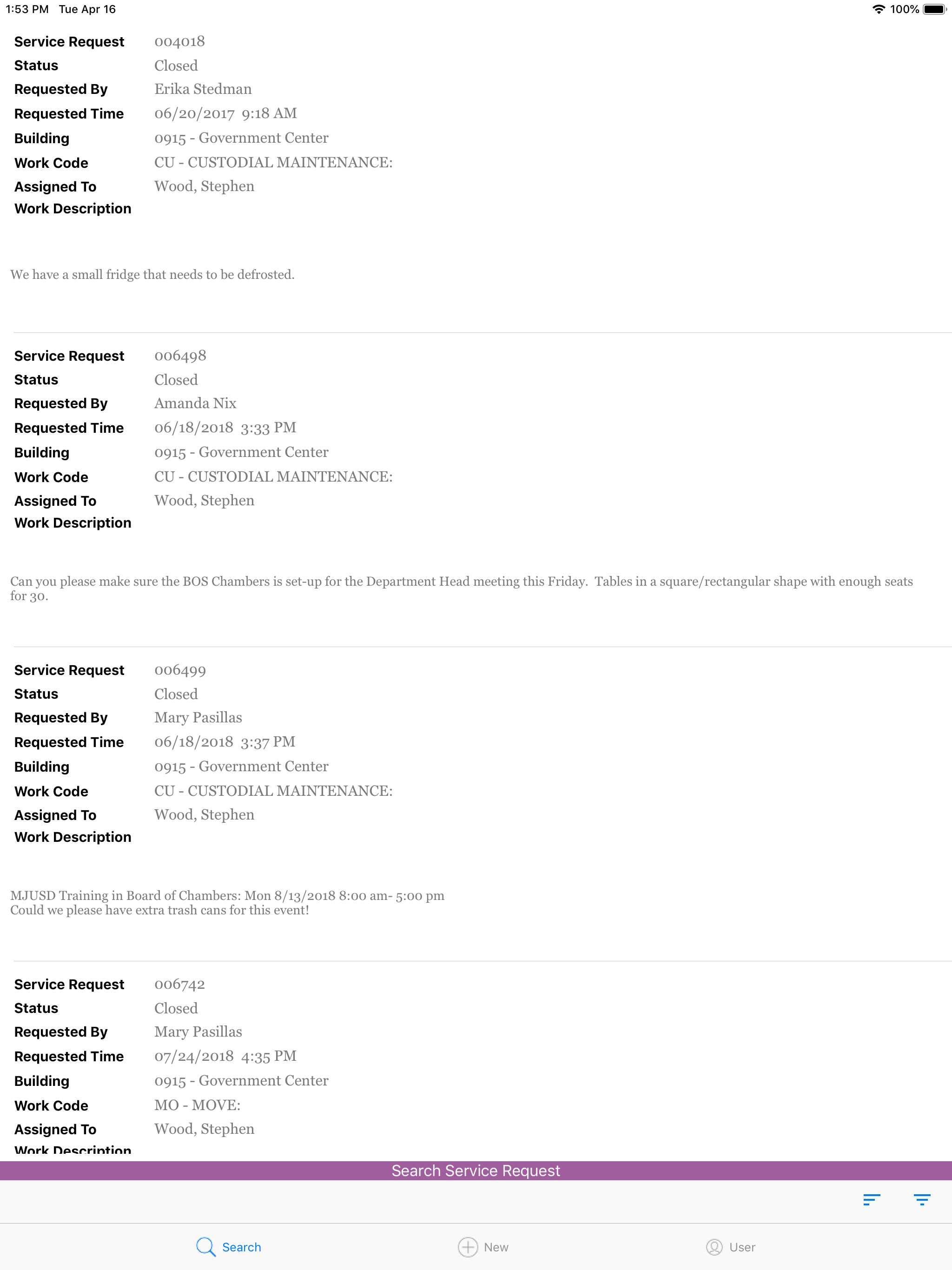 CAMS FM Service Requests screenshot 5