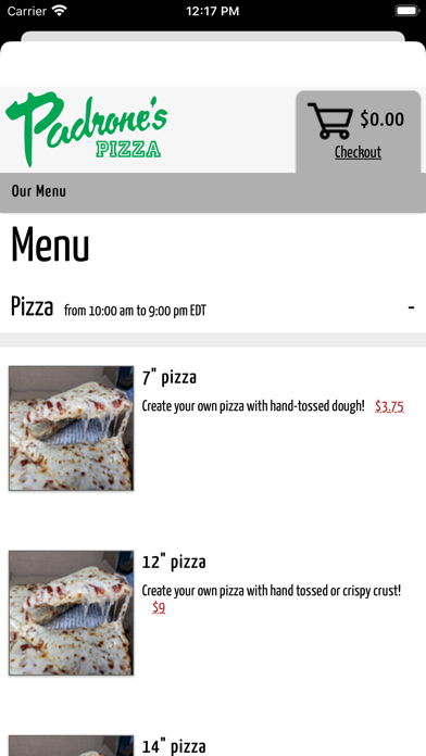 Padrone's Pizza iPhone screenshot 1 - Food & Drink app