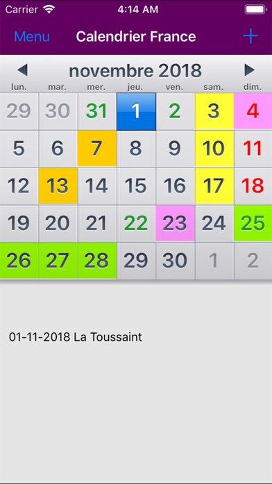 Screenshot #1 pour Almanac - Calendrier Féries