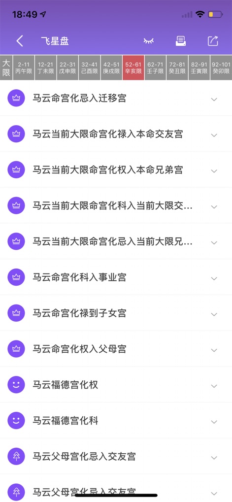 紫薇斗数-紫微斗数八字算命 - This section provides detailed interpretations of "化禄" (Wealth Transformation) and "化权" (Power Transformation) effects, showcasing how various "飞星" (Flying Stars) interact within the palaces.