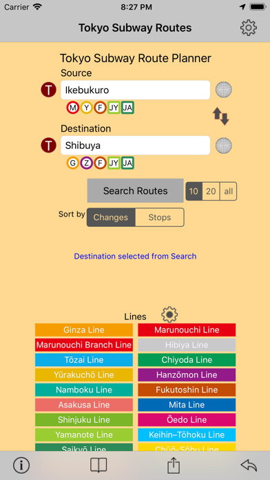 Tokyo Subway Route Planner Screenshot