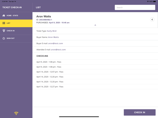 Checkinera iPad screenshot 6 - Entertainment app