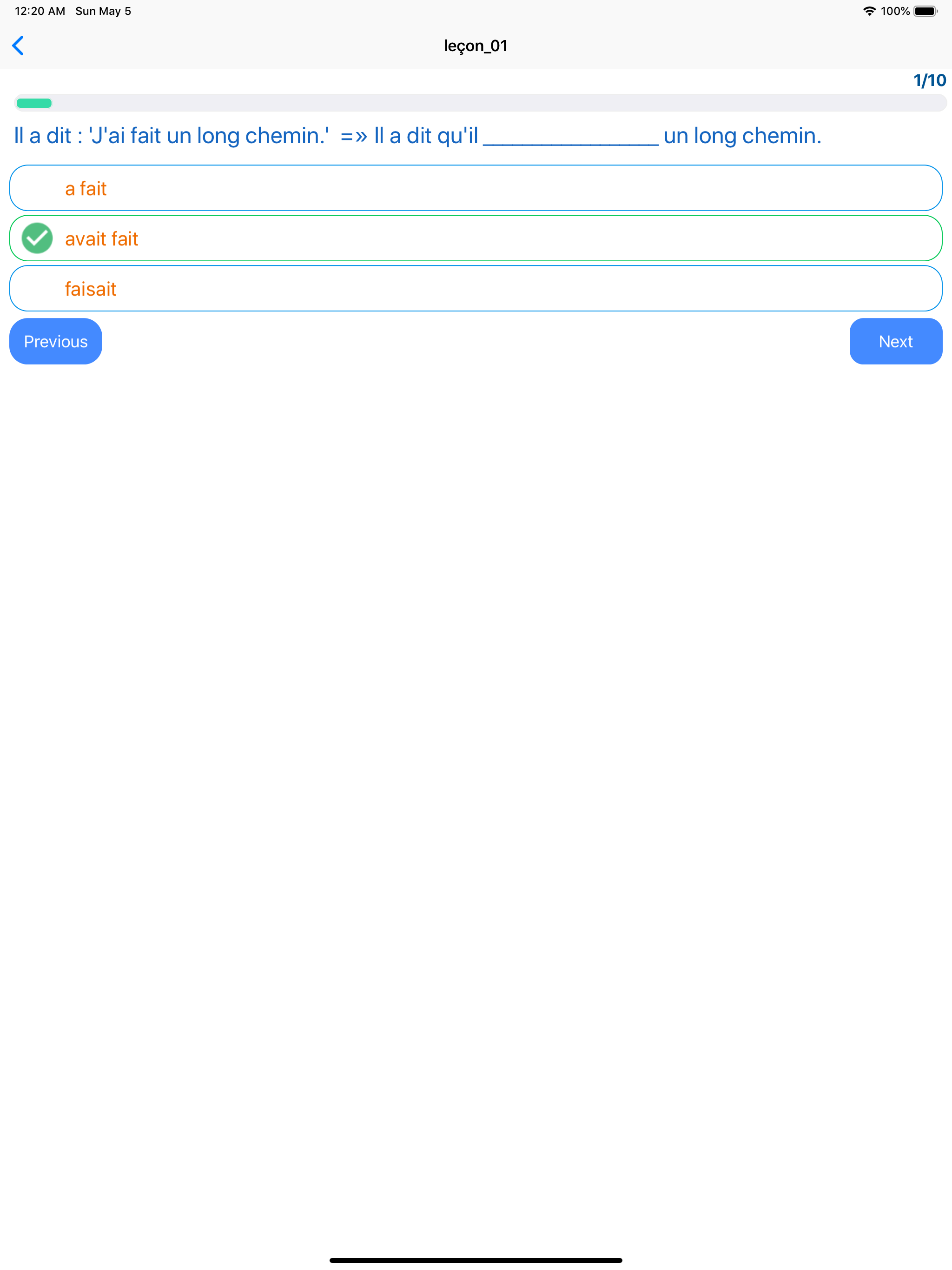French Grammar Test