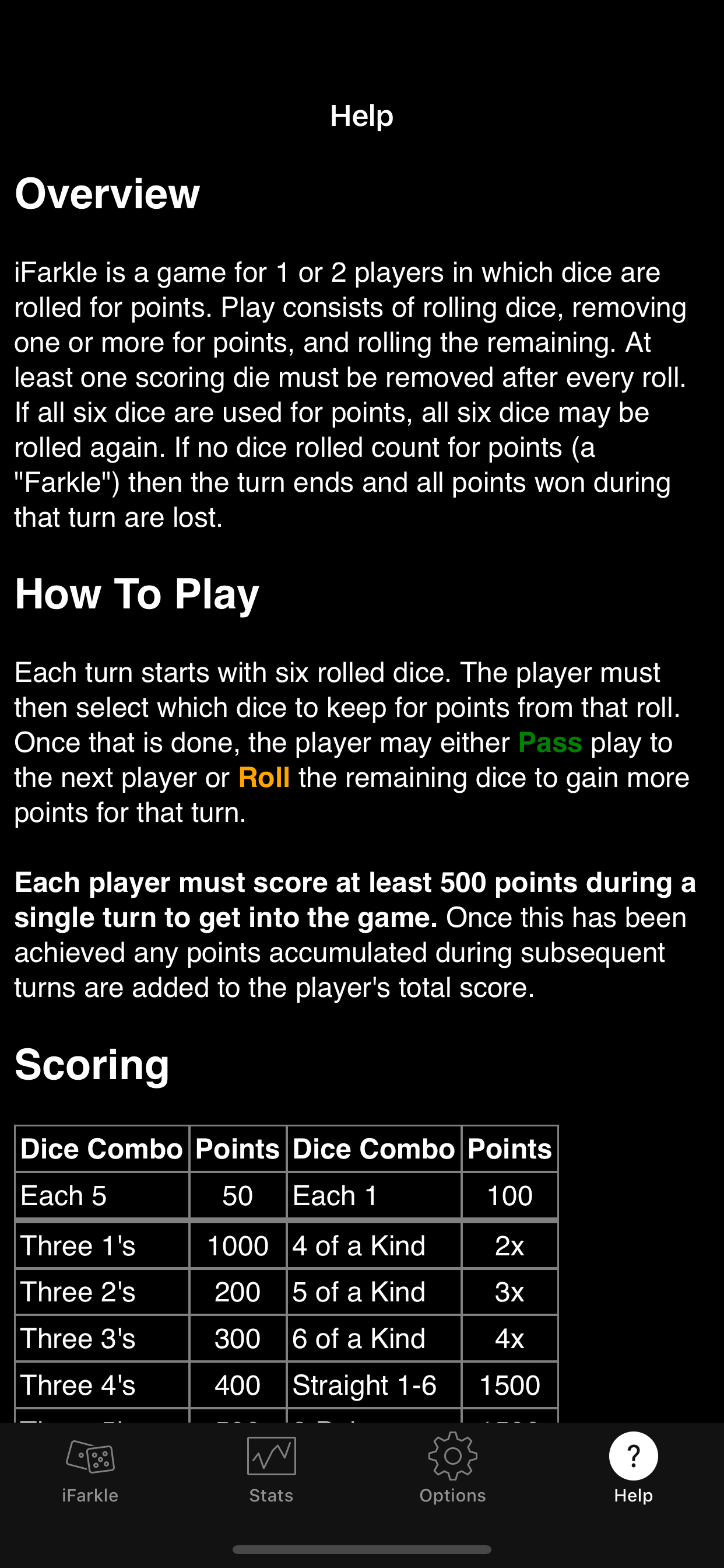 iFarkle screenshot 3