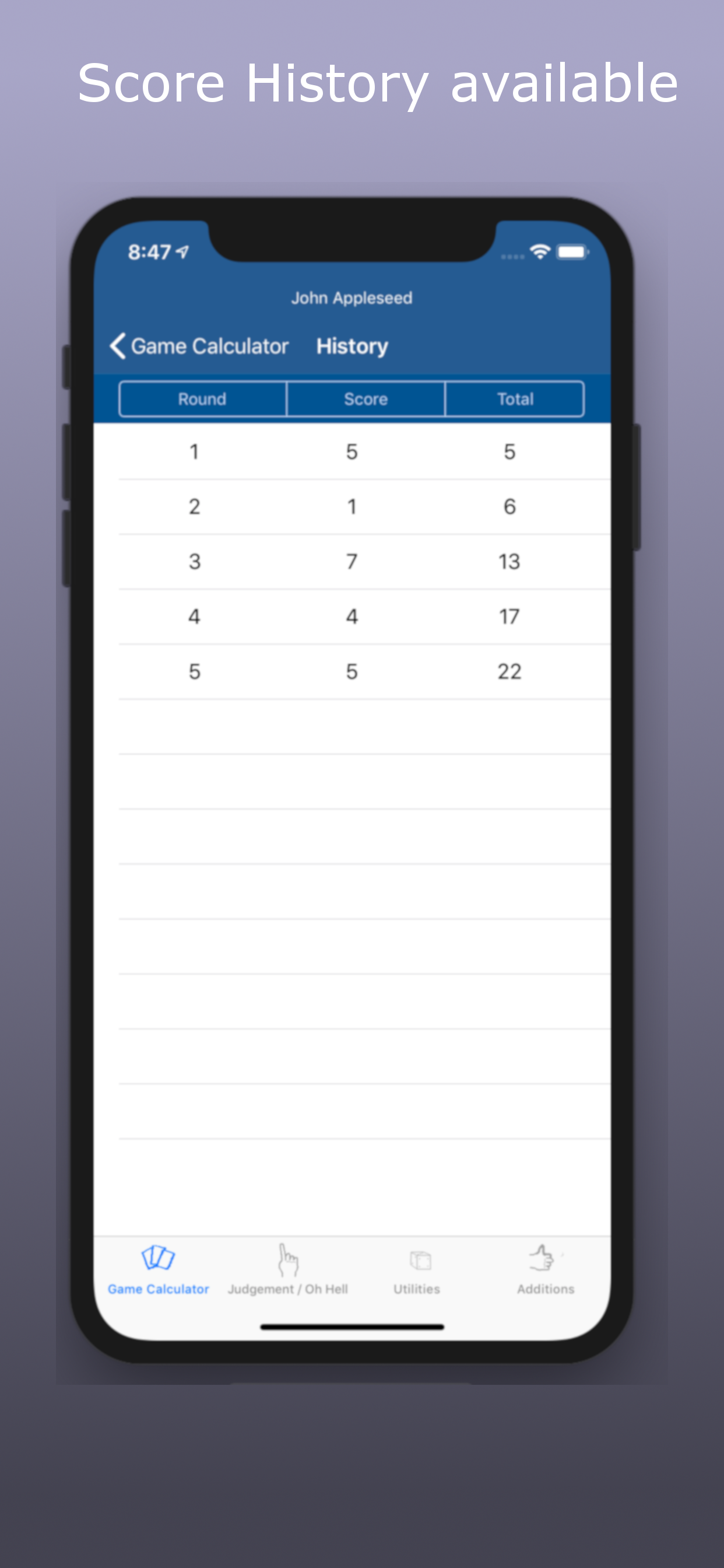 GameScore - Scorekeeper