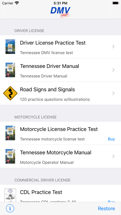 Tennessee DMV Test Prep Screenshot