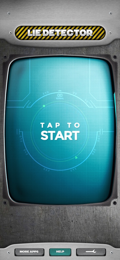 Lie Detector Truth Test - This tool engages users with its prominent "TAP TO START" prompt and a dynamic circular meter interface, preparing them for an amusing session.