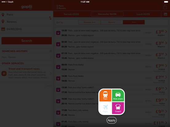 Gopili - Find cheap tickets iPad screenshot 4 - Travel app