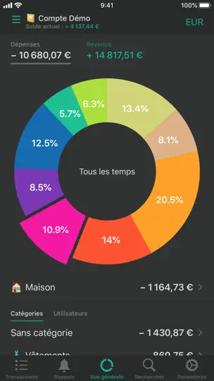 Capture d'écran de CashSync sur iPhone 1