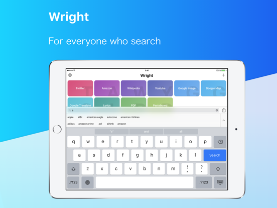 Wright - Search App iPad screenshot 1 - Productivity app