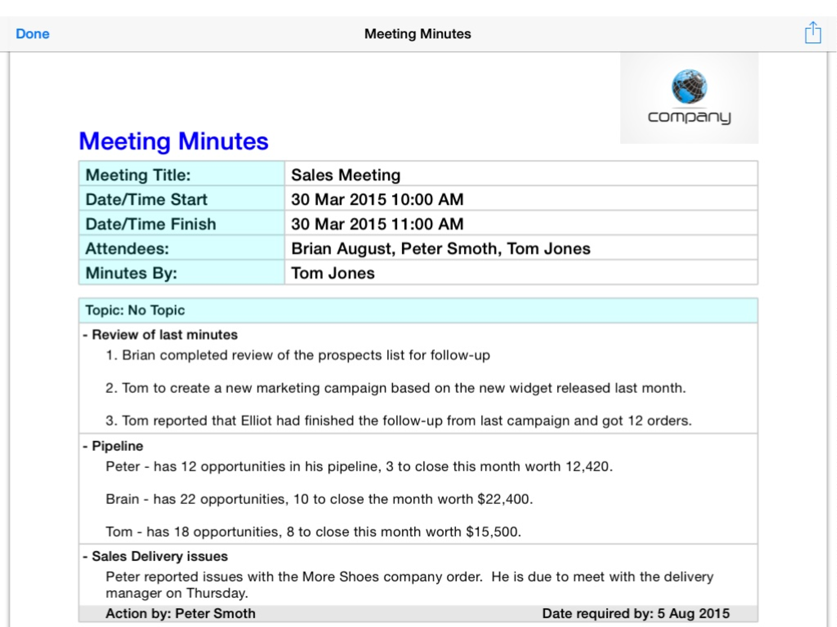 Simple Meeting Minutes screenshot 3
