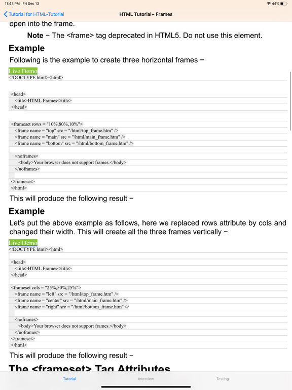 Tutorial for HTML iPad screenshot 4 - Reference app