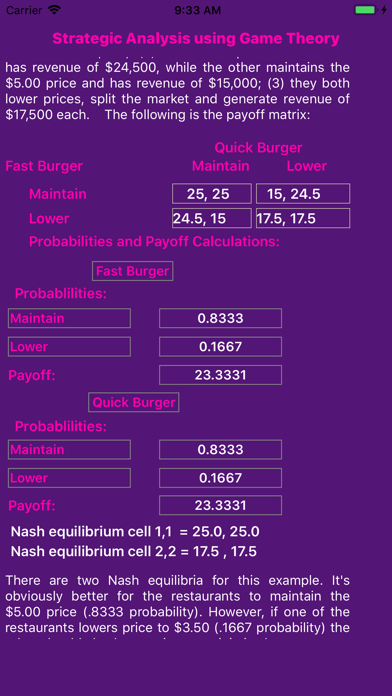 Game Theory Strategic Analysis Screenshot