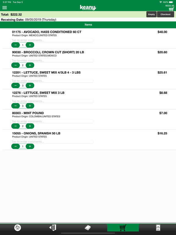 Keany Mobile Ordering iPad screenshot 4 - Shopping app