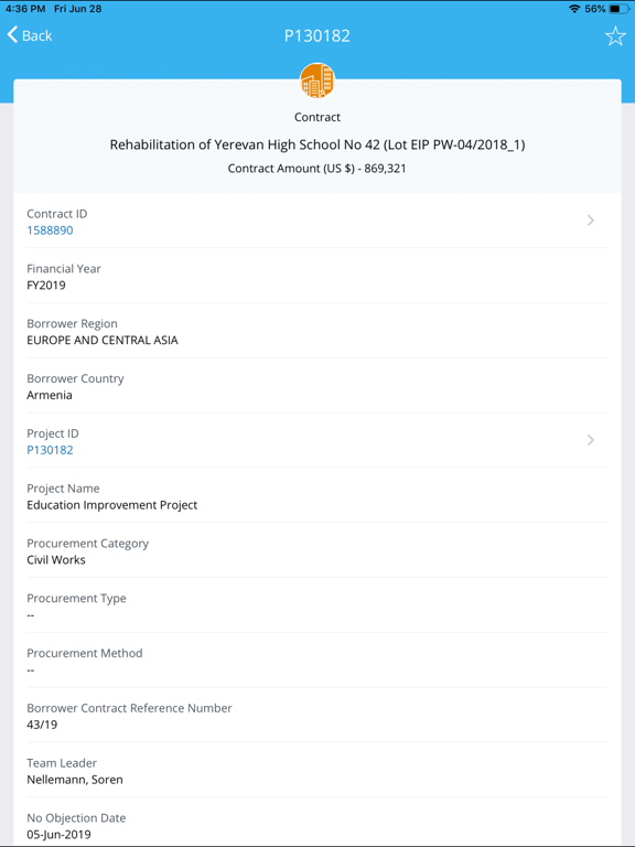 World Bank Project Procurement iPad screenshot
