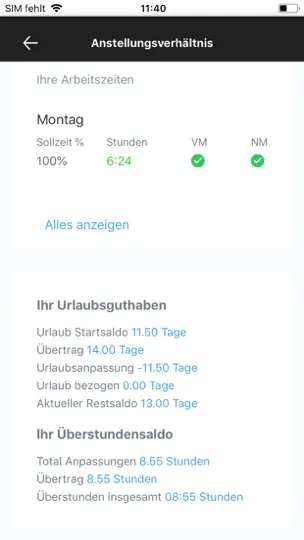 Screenshot von Staff Times - My Time auf dem iPhone 9
