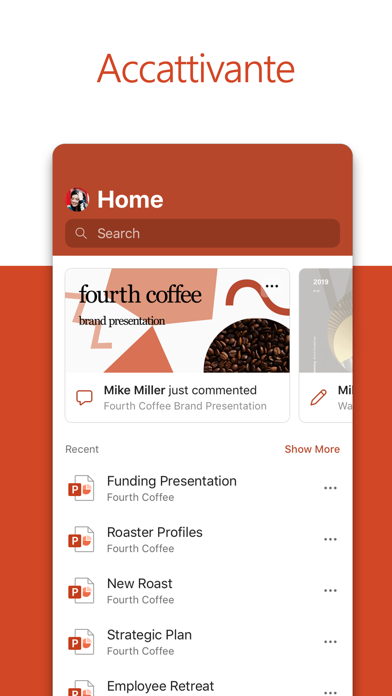 Microsoft PowerPoint Schermata dell'app