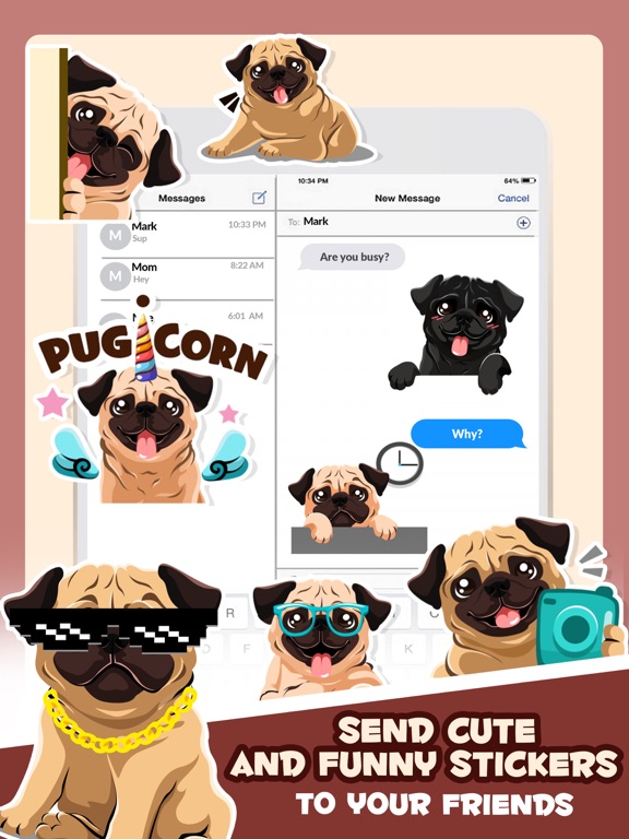 Pug Puppy Dog Emoji & Stickersのおすすめ画像4