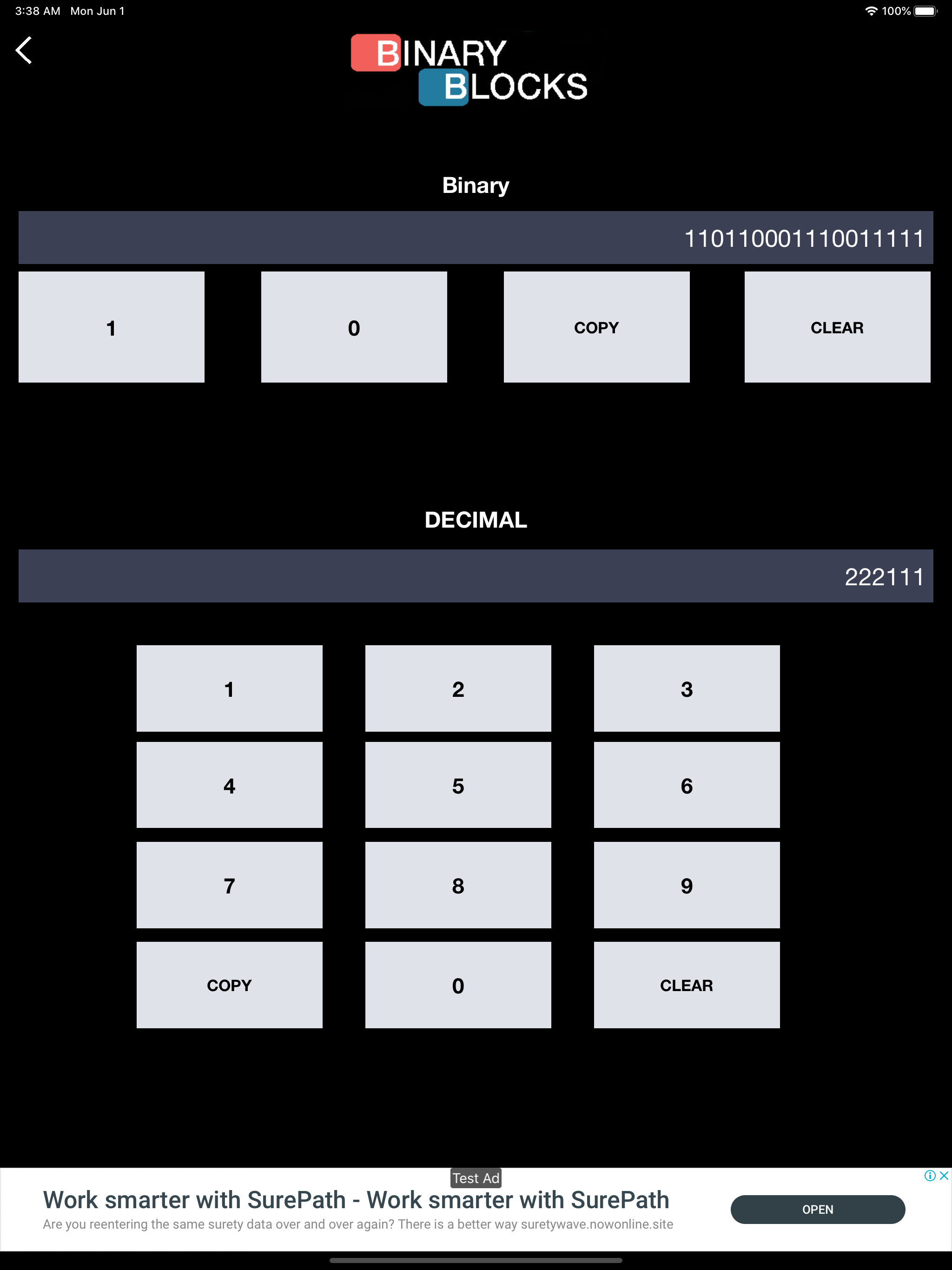 Binary Blocks