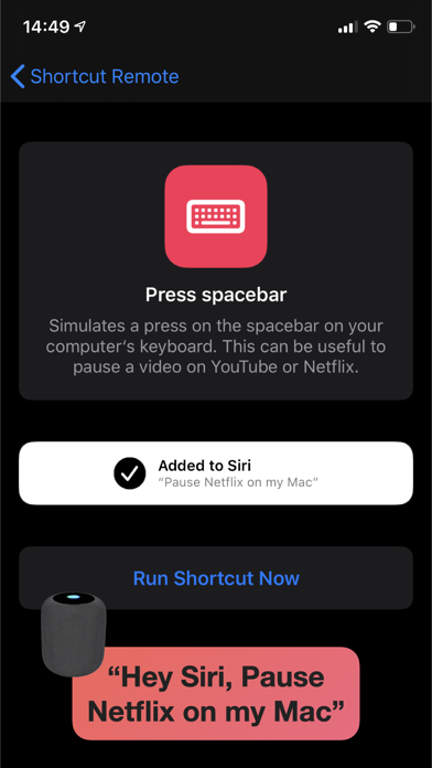 Shortcut Remote Control Screenshot