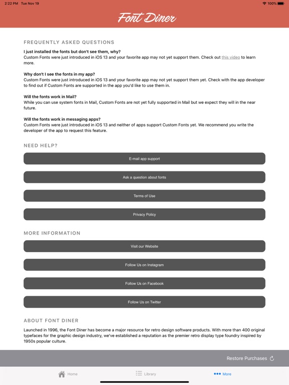Font Diner iPad screenshot