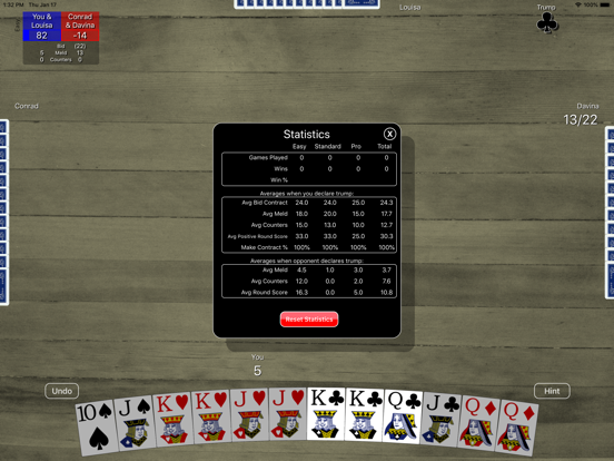 Pinochle Classic iPad screenshot 10 - Games app