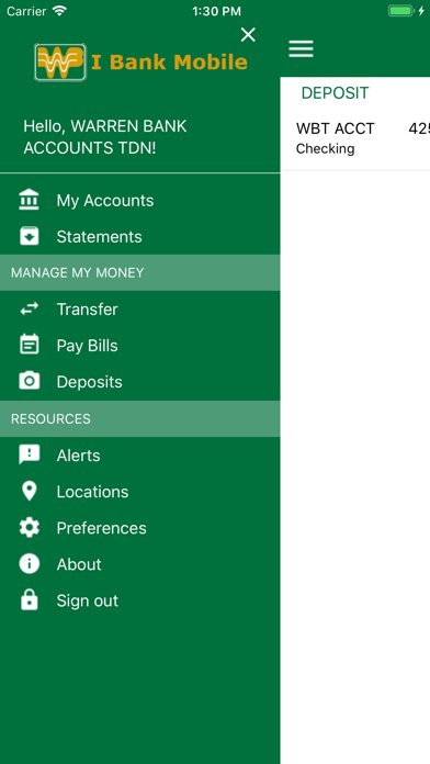 Warren Bank I Bank Mobile Screenshot